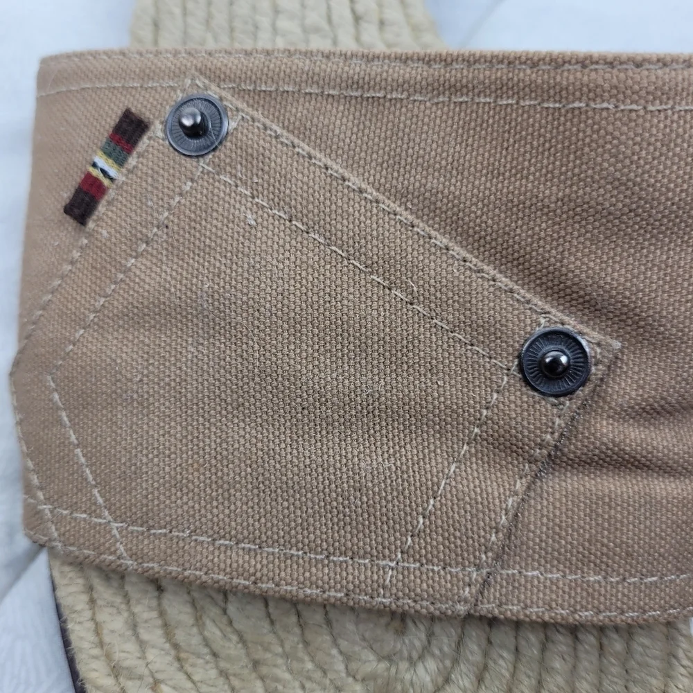 Liz Flex Espadrille Slide Sandals tan canvas uppers pocket detail boho funky 9.5